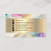 水カラフル色大理石フェイク金箔ストライプ 名刺 (裏面)