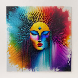 水カラフル色女性顔抽象芸術表現豊か ジグソーパズル