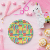 水カラフル色建物ブロック ペーパープレート (パーティー)