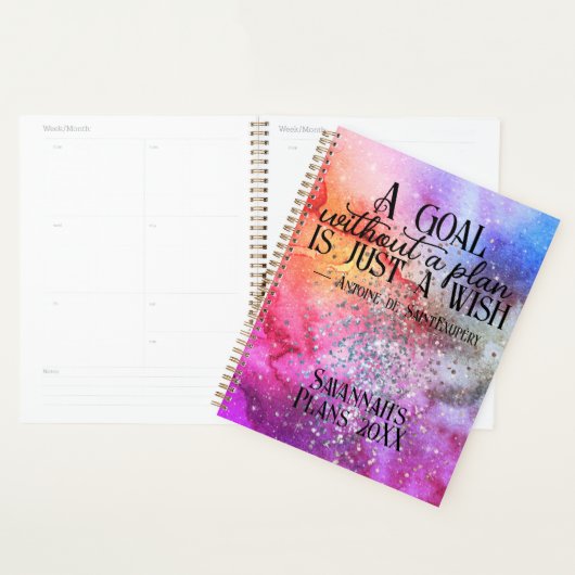 水カラフル色感動的ゴール計画引用文 プランナー手帳 (ディスプレー)