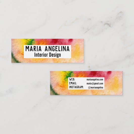 水カラフル色抽象芸術が赤い黄色に渦巻く スキニー名刺 (正面/裏面)