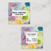 水カラフル色抽象芸術アートのモダン飛沫 スクエア名刺 (正面/裏面)