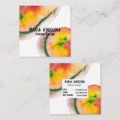 水カラフル色抽象芸術アートは赤い黄色に渦巻く スクエア名刺 (正面/裏面)