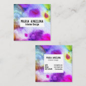 水カラフル色抽象芸術モダン紫 スクエア名刺 (正面/裏面)