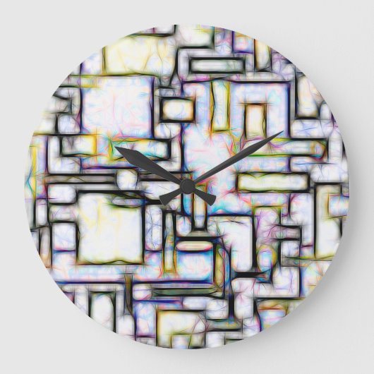 水カラフル色抽象芸術幾何モダン学 ラージ壁時計 (正面)