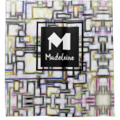 水カラフル色抽象芸術幾何学モノグラム シャワーカーテン (正面)