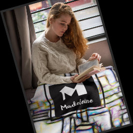 水カラフル色抽象芸術幾何学モノグラム フリースブランケット