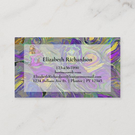 水カラフル色抽象芸術模様モノグラム 名刺 (裏面)