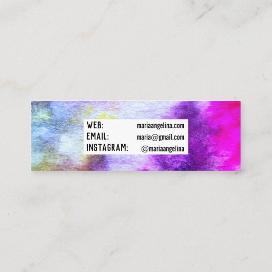 水カラフル色抽象芸術紫 スキニー名刺 (裏面)
