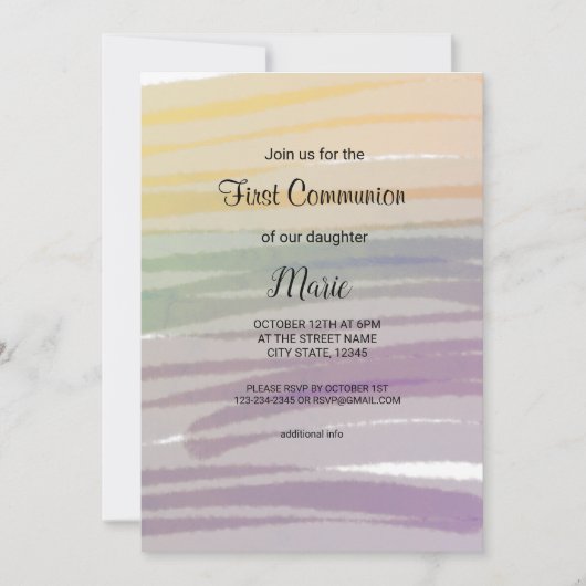 水カラフル色抽象芸術追加ネーム文字 招待状 (正面)