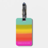 水カラフル色明るい虹のストライプ名 ラゲッジタグ (裏面縦)