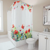 水カラフル色春の花イラストレーション シャワーカーテン (インサイチュ)