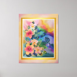 水カラフル色春枝と花 キャンバスプリント