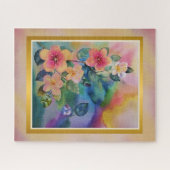 水カラフル色春枝と花 ジグソーパズル (横)