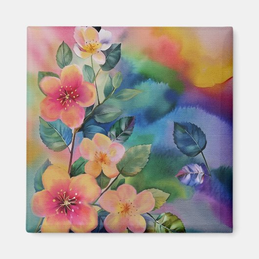 水カラフル色春枝花等 マグネット (正面)