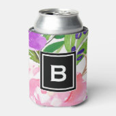 水カラフル色春開花フローラモノグラム 缶クーラー (缶正面)