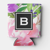 水カラフル色春開花フローラモノグラム 缶クーラー (正面)