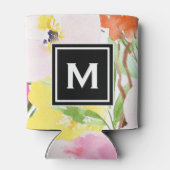 水カラフル色春開花フローラモノグラム 缶クーラー (裏面)