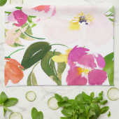 水カラフル色春開花フローラ キッチンタオル (折り畳み)