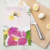 水カラフル色春開花フローラ キッチンタオル (四つ折り)