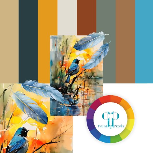 水カラフル色景観湖と鳥