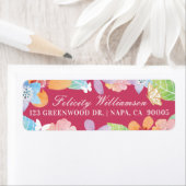 水カラフル色植物性花模様&葉 ラベル (インサイチュ)