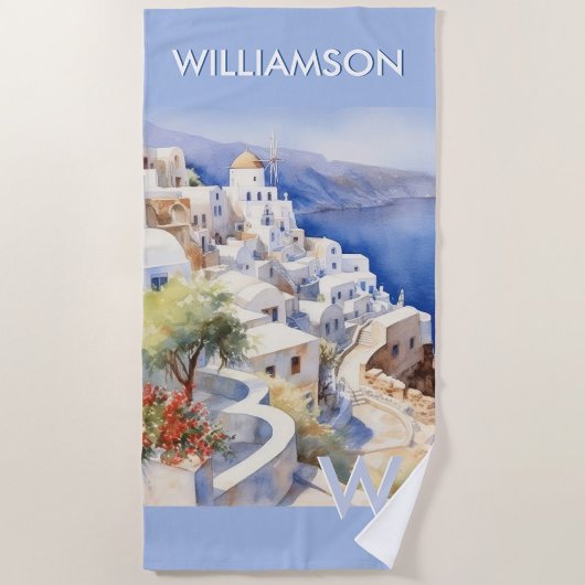 水カラフル色水カスタムモノグラム名 ビーチタオル