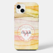 水カラフル色波モノグラムホワイトハート iPhoneケース (裏面)