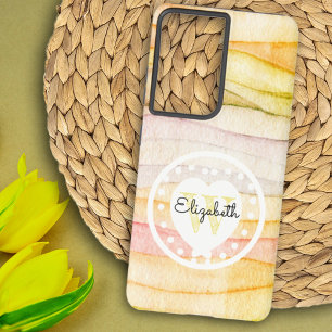 水カラフル色波モノグラムホワイトハート SAMSUNG GALAXY S21 ULTRAケース