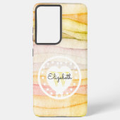 水カラフル色波モノグラムホワイトハート SAMSUNG GALAXYケース (裏面)