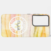 水カラフル色波モノグラムホワイトハート SAMSUNG GALAXYケース (左側面)