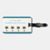 水カラフル色熱帯パームツリーモノグラム ラゲッジタグ (裏面横)