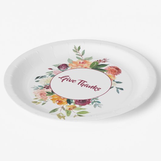 水カラフル色秋フローラ与え感謝してい0 ペーパープレート (アングル)