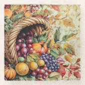 水カラフル色秋紅斑症 ガラスコースター (正面)