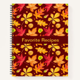 水カラフル色紅葉レシピ ノートブック