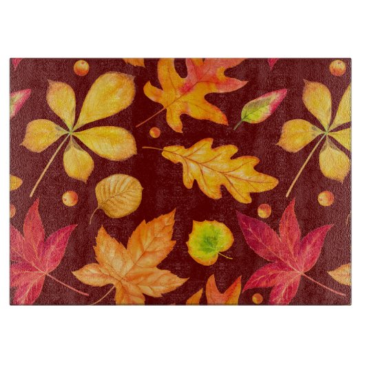 水カラフル色紅葉 カッティングボード (正面)