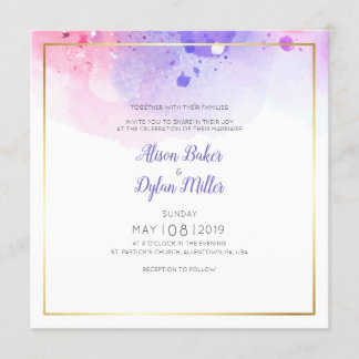 水カラフル色結婚式招待状カード 招待状