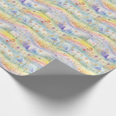 水カラフル色絵を描の花、木 ラッピングペーパー (角)