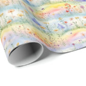 水カラフル色絵を描の花、木 ラッピングペーパー (ロールコーナー)