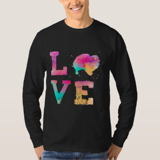 水カラフル色絵を描ポメラニア犬ドッグラブR Tシャツ