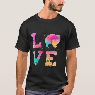 水カラフル色絵を描ポメラニア犬ドッグラブR Tシャツ