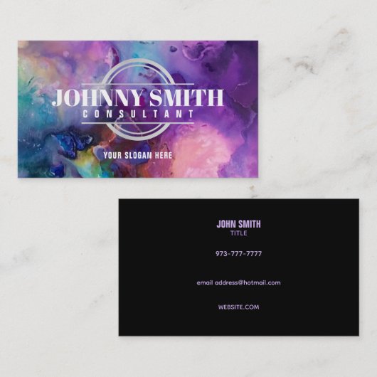 水カラフル色絵を描名刺 名刺 (正面/裏面)