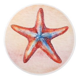 水カラフル色絵を描赤青 セラミックノブ