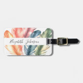 水カラフル色羽黒のスクリプト名 ラゲッジタグ (正面横)