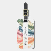 水カラフル色羽黒のスクリプト名 ラゲッジタグ (正面縦)