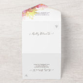 水カラフル色花植物結婚式RSVP オールインワン招待状 (外側)