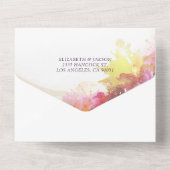 水カラフル色花植物結婚式RSVP オールインワン招待状 (裏面)