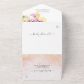 水カラフル色花植物結婚式RSVP オールインワン招待状 (外側)