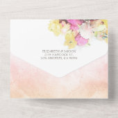 水カラフル色花植物結婚式RSVP オールインワン招待状 (裏面)