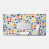 水カラフル色花模様緩和曲線 デスクマット (キーボード&マウス)